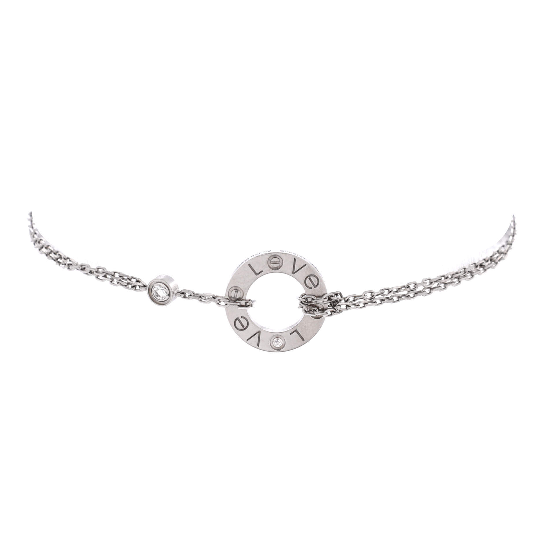 Cartier 2 Diamonds Love Bracelet 18k White Gold With Diamonds